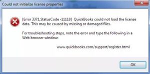 QuickBooks error code 3371 status code 11118