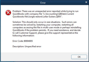 QuickBooks Condense Data Error 80004005