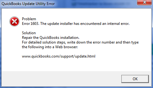QuickBooks error 1603