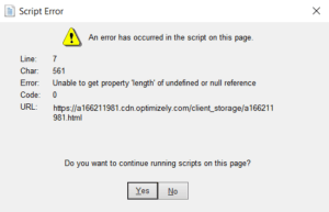 QuickBooks script error startup