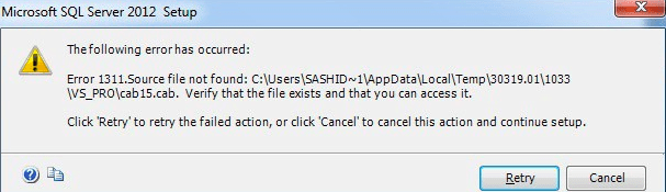 QuickBooks error 1311 desktop