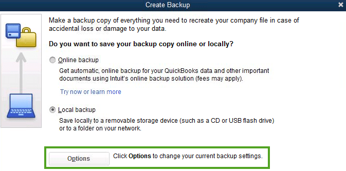 Create local backup in quickbooks desktop