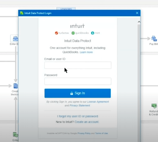 Sign in Intuit Data Protect update