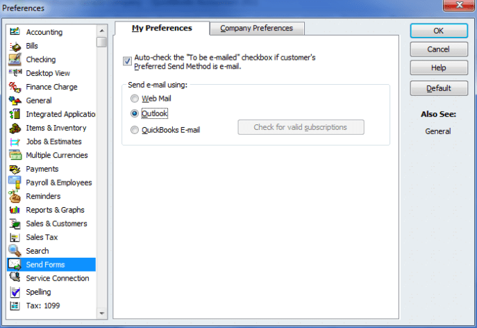 quickbooks email setup outlook