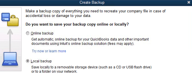 backup quickbooks company file to fix error ol222