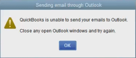 QuickBooks is unable to send your email to Outlook