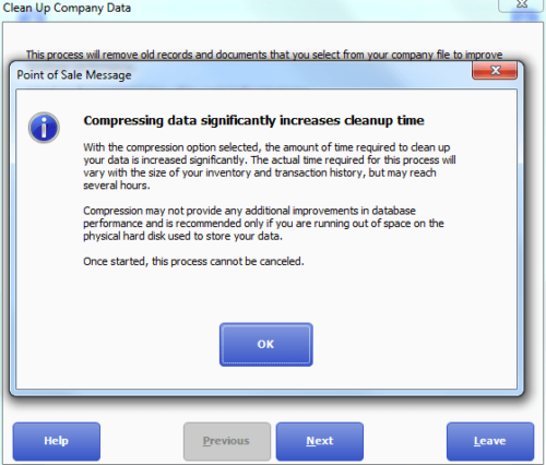 clean up company data utility QuickBooks POS