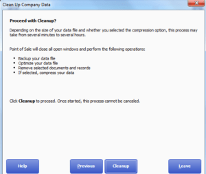 clean up company data utility QuickBooks point of sale