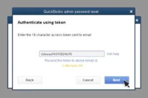 token to reset quickbooks password