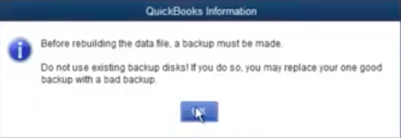 quickbooks rebuild data & verify utility