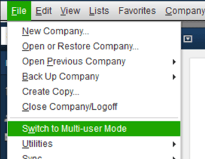 switch to multi-user mode in quickbooks pos