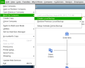 quickbooks desktop local backup data