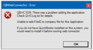 quickbooks webconnect import error
