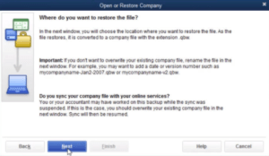 restore quickbooks company file