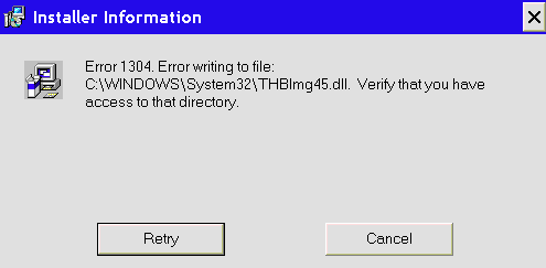 Error 1304 error writing to file quickbooks
