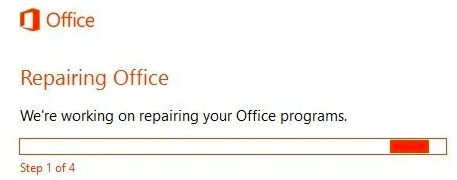 office excel repair from control panel