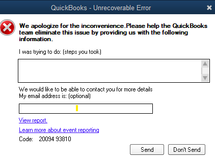 QuickBooks QuickBooks Unrecoverable Error During Bank Reconciliation