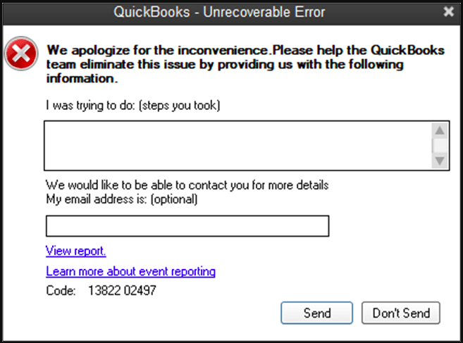 Unrecoverable Error while importing accountant's changes in QuickBooks